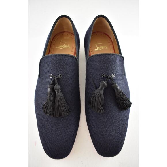 Christian Louboutin Mens Officialito Flat Black Blue Chevron Dress Loafer 40 7 main image 7